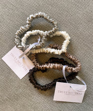 Load image into Gallery viewer, Skinny Silk Scrunchie - Oyster & Espresso (Pack of 2)